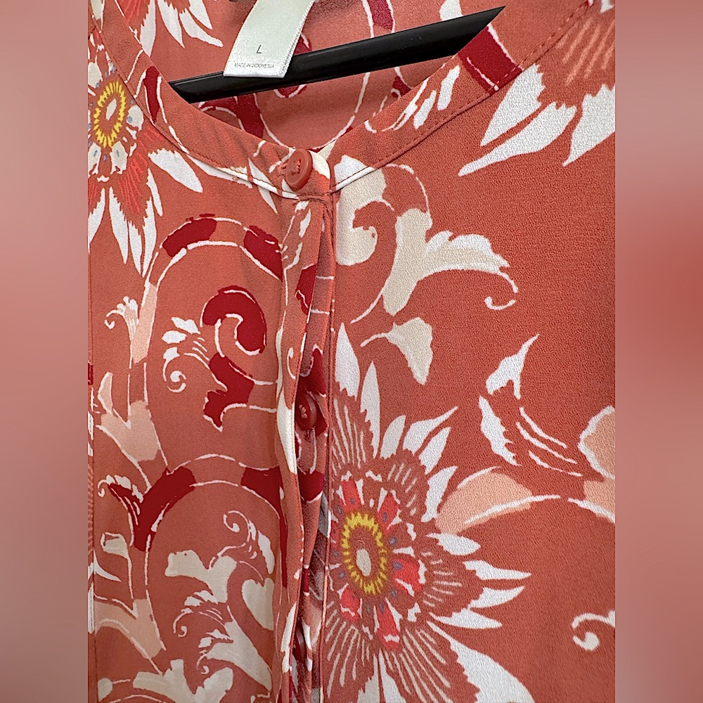 LOFT Floral Sleeveless Ruffle Blouse, Size Large - Picture 3 of 14